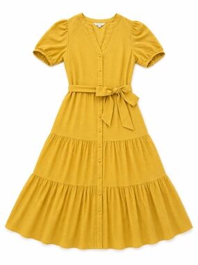 Nanette Lepore Mustard Yellow Swiss Dot Dress Size 4 | Feminine Boho
